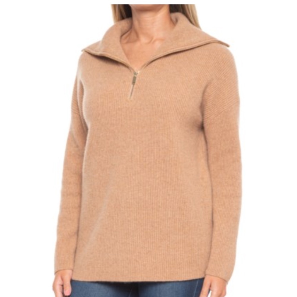 Ribbed 2-Ply Cashmere Sweater - Zip Neck from Rachel Zoe - Picture 4 of 7